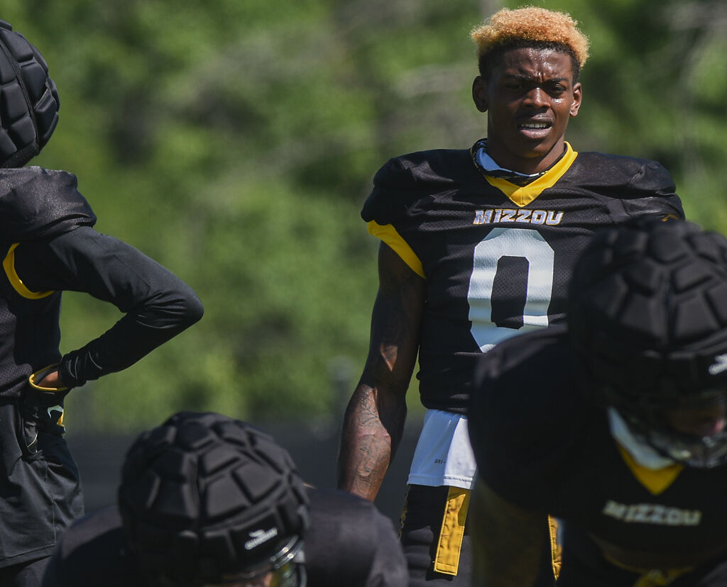 Cjay Boone lines up for drills